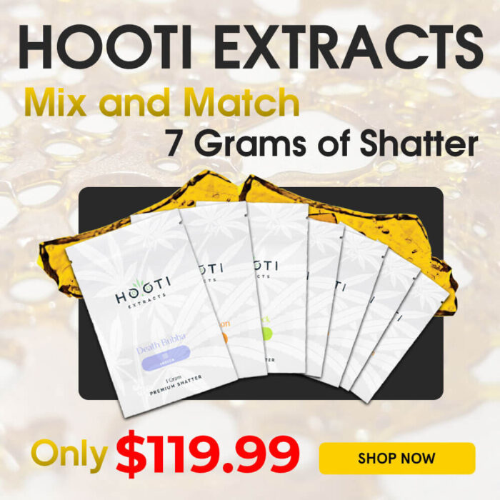 hooti shatter 7g mixmatch 700x700 - Hooti Extracts Shatter 7 Pack