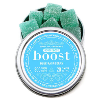 Boost Blue Raspberry Gummies 300MG THC 2 350x350 - 300mg THC Gummies (Boost Edible)