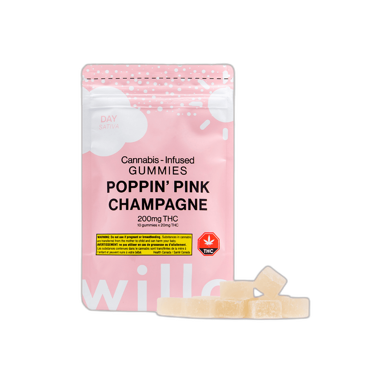 Willo 200mg THC Gummies - Poppin Pink Champagne