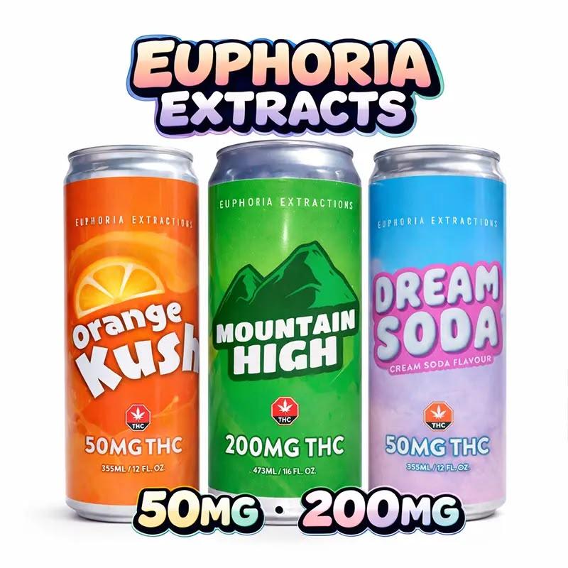 Euphoria Extractions THC drinks 50mg and 200mg cans