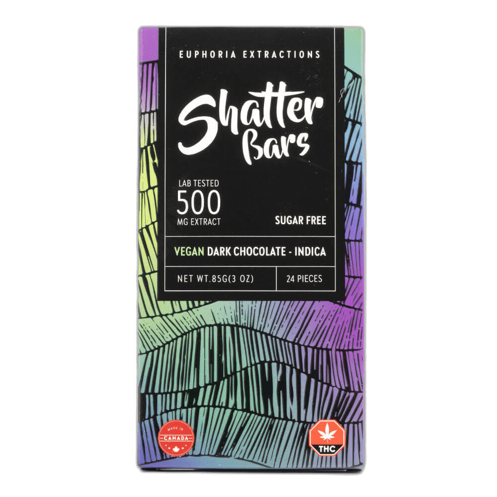 EuphoriaExtracts Shatter Bars Sugar Free Vegan Dark Chocolate Indica 500MG