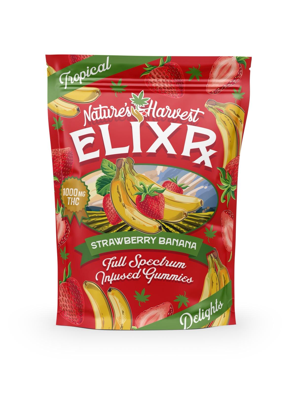 Natures Harvest Elixr strawberry banana gummies 1000mg
