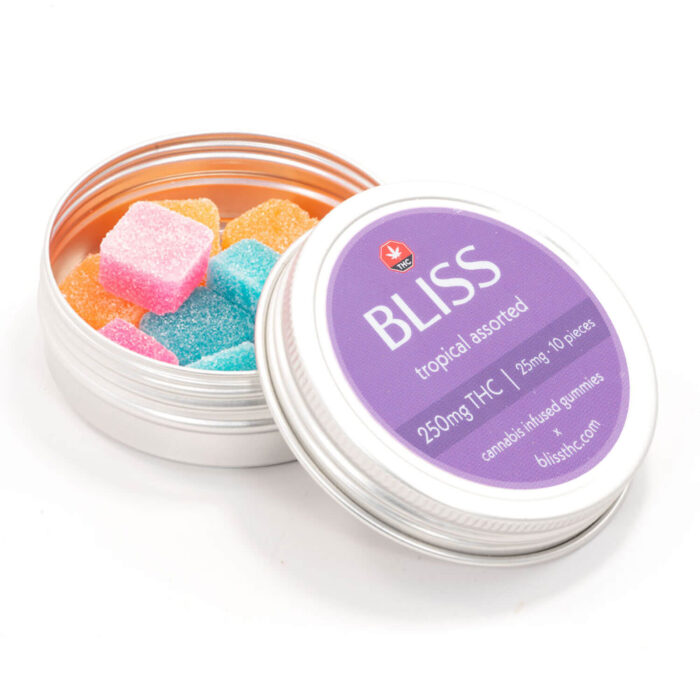 Bliss Cannabis Infused Gummies 250MG THC Tropical Assorted 2 700x700 - 250mg THC Cubes (Bliss Edibles)