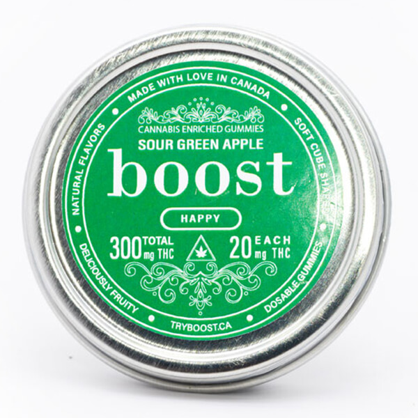 Boost Sour Green Apple Gummies 300MG THC - 300mg THC Gummies (Boost Edible)