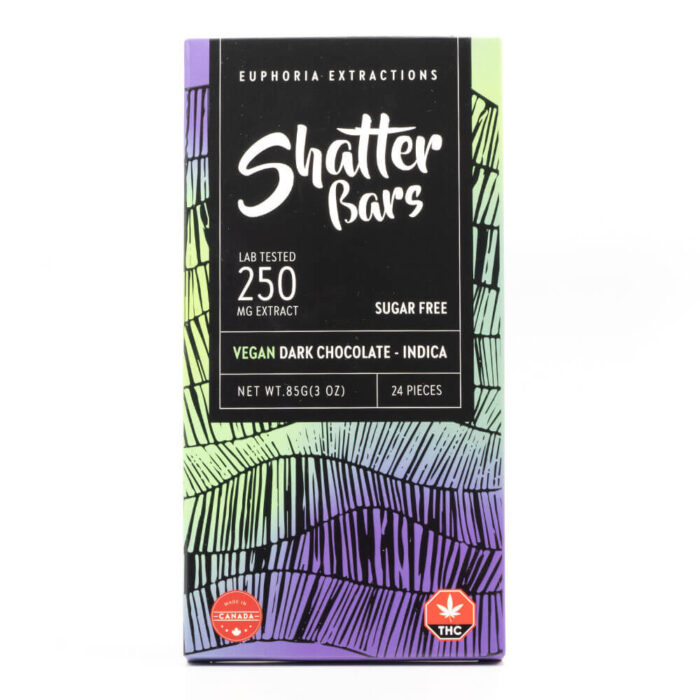 EuphoriaExtracts Shatter Bars Sugar Free Vegan Dark Chocolate Indica 250MG 700x700 - Indica Vegan Dark Chocolate Shatter Bar (Euphoria Extractions)