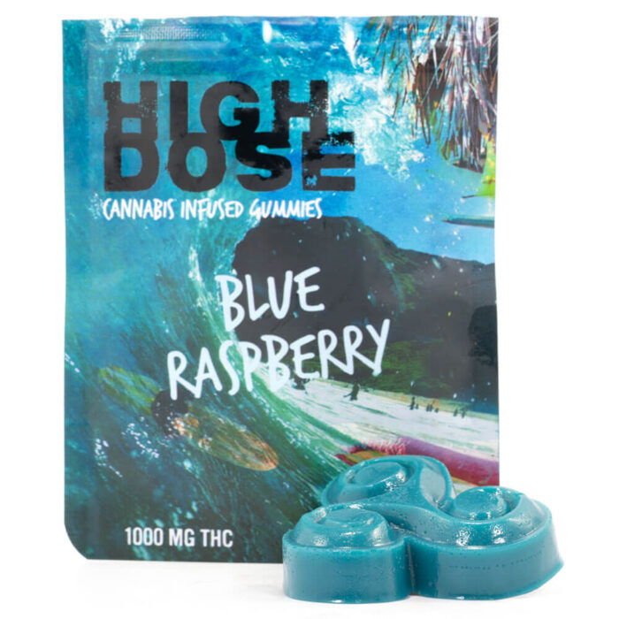 HighDose 1000MG Gummie Blue Raspberry 700x700 - 1000mg THC Gummies (High Dose)