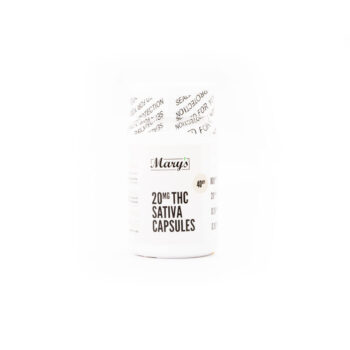 Marys Sativa Capsules 20MG THC 350x350 - 20mg THC Sativa Capsules (Mary’s Edibles)