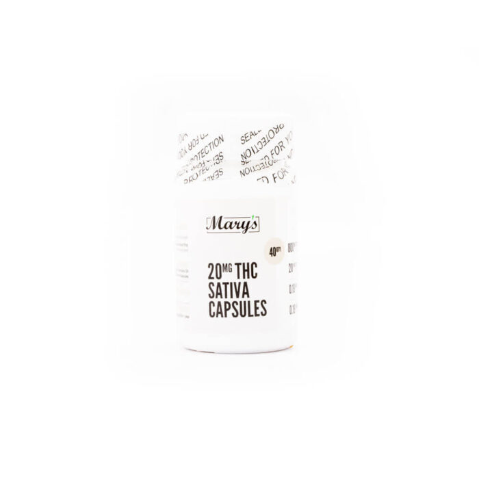 Marys Sativa Capsules 20MG THC 700x700 - 20mg THC Sativa Capsules (Mary’s Edibles)