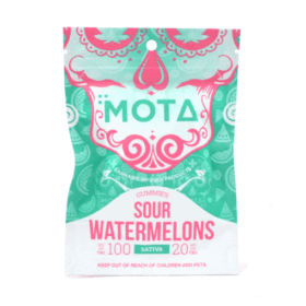 Mota sativa sour watermelon 600x600 510x510 2 280x280 - 120mg Sativa Sour Watermelon Gummies – 100mg THC / 20mg CBD (Mota)