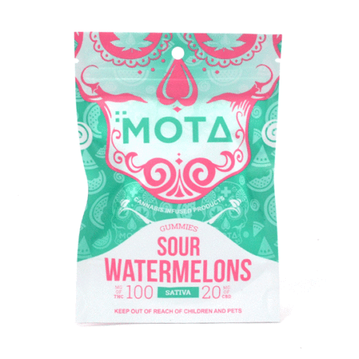 Pastèque aigre Mota sativa 600x600 510x510 2 - 120 mg Gummies à la pastèque aigre Sativa – 100 mg de THC / 20 mg de CBD (Mota)