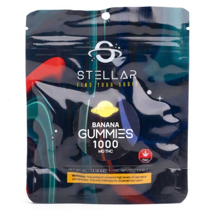 Stellar THC Infused Gummies Banana 1000MG 700x700 - 1000mg THC Gummies (Stellar)