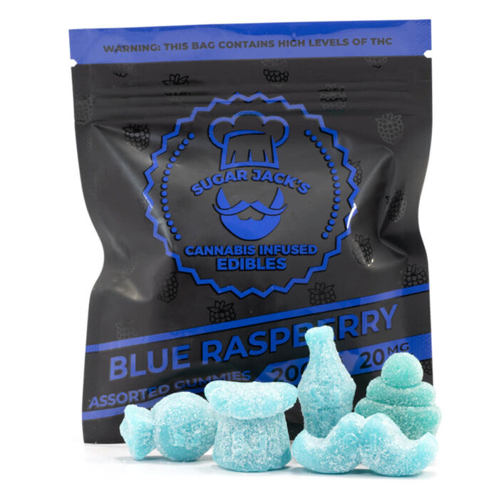 SugarJacks Assorted THC Gummies Blue Raspberry 200MG 700x700 - 200mg THC Assorted Blue Raspberry Gummies (Sugar Jack’s)