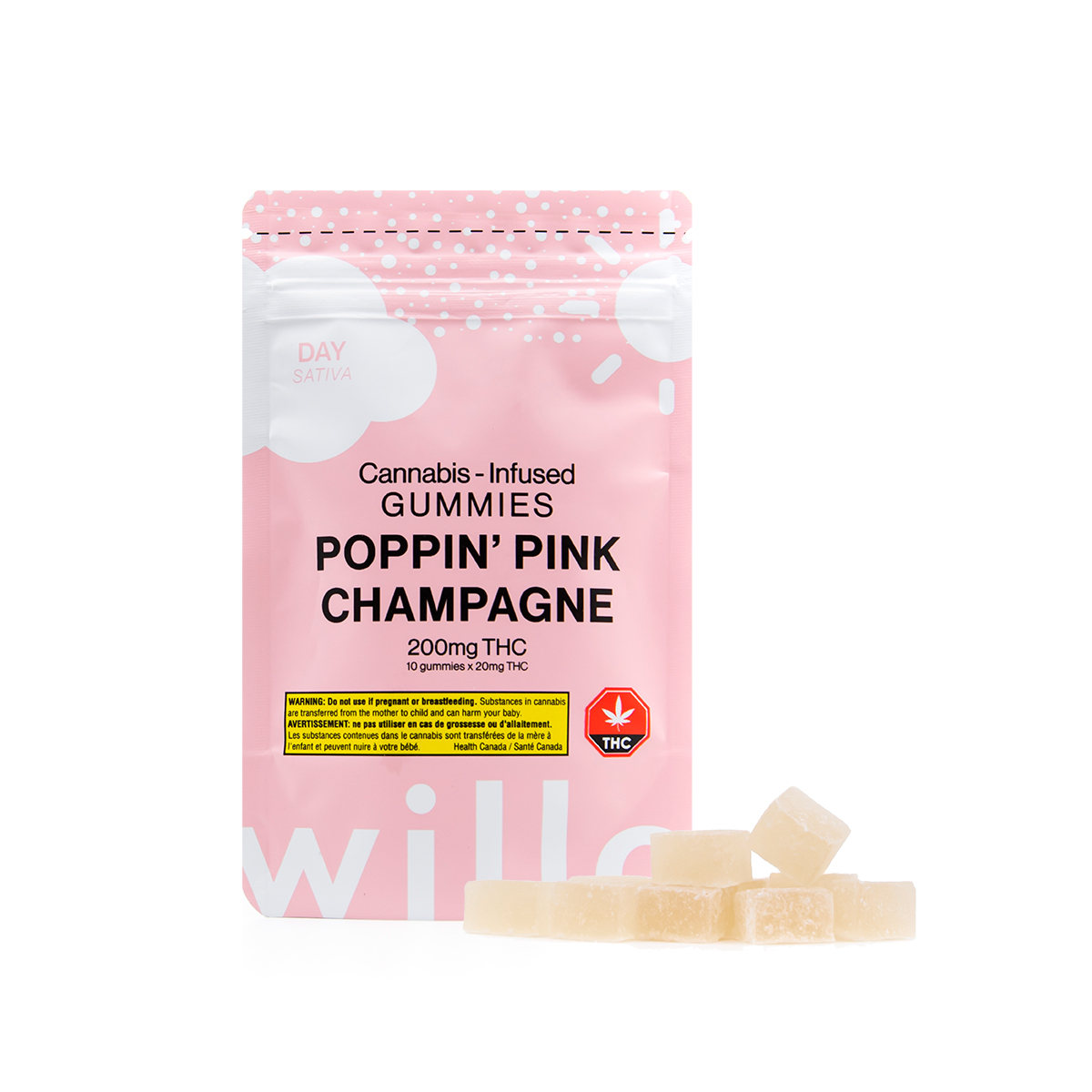 Willo 200mg THC Gummies - Poppin Pink Champagne